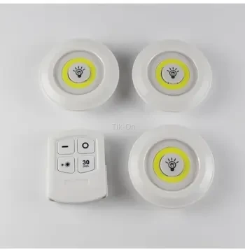 3lü Uzaktan Kumandalı Pilli Yapışkanlı Kablosuz Led Spot Lambalar