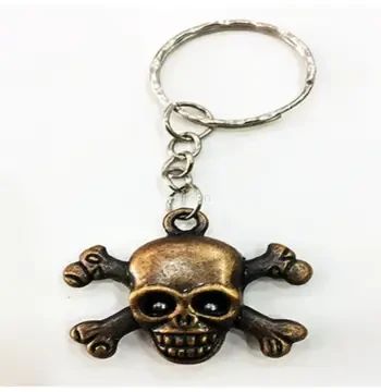 Metal Malzemeden Imal Kuru Kafa Korsan Anahtarlık Bakır Renk
