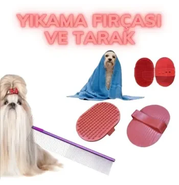 Pratik Plastik Kedi Köpek Temizlik Bakım Yıkama Aleti Fırçası Ve