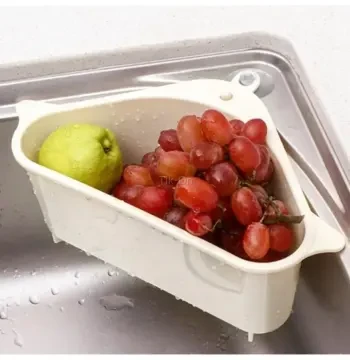 Vantuzlu Üçgen Sebze Meyve Lavabo Raf Evye Süzgeç Sünger Tutucu