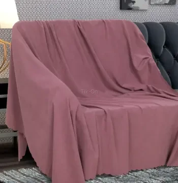 Mat Şönil Pembe Çift Taraflı Koltuk Çekyat Örtüsü Şalı