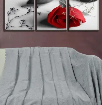 Parlak Şönil Gri Çift Taraflı Koltuk Çekyat Örtüsü Şalı