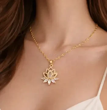 Kadın Kolye Zarif Lotus Kolye Kadın Altın Kaplama Kolye Alınacak En Özel Hediye P289S3871, 45 cm
