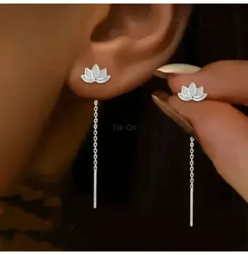 Lily Lotus Minimal Kadın Küpe | Gümüş Tasarım | Zarif & Şık Hediye| Özel Kutulu P291S1261, one size