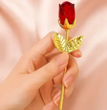 Rose Gold Cam Kırmızı Gül | Altın Kaplama Sap | Sevdiklerine Anlamlı & Özel Hediye