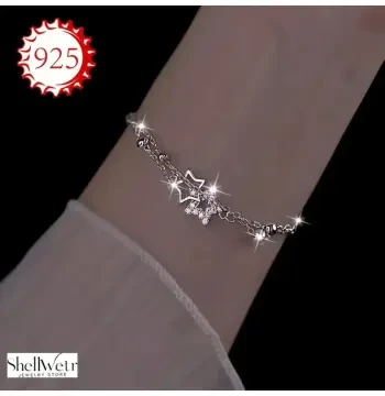 Starwhirl Yıldızlı 925 Gümüş Bileklik gümüş yıldız bileklik Sevgiliye verilecek güzel gümüş hediye