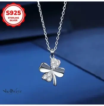 Wishleaf Yonca 925 Ayar Gümüş Kolye Sevgililer günü , annenize verilecek en güzel gümüş hediyesi WLF01, 0