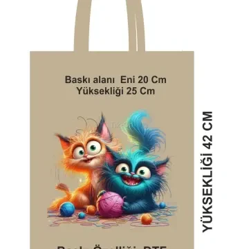 Şık Tasarımlı Saplı Bez Poşet Çanta