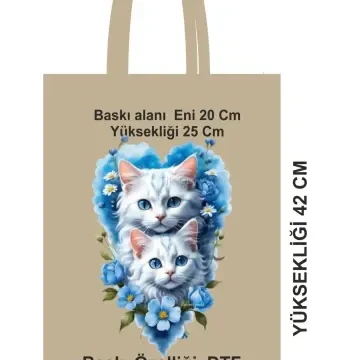 Trendy DTF Baskılı Bez Poşet – 30x42 cm, Saplı, Pamuklu